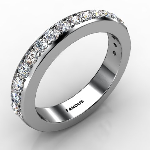 18k White Gold Wedding Band 0.681cts SKU: 0300739-18kw