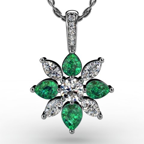 18k White Gold Pendant 3.096ct - 2300907-2-18kw